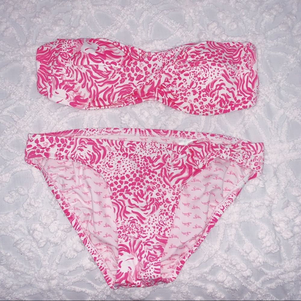 Lilly Pulitzer pink and white bikini set